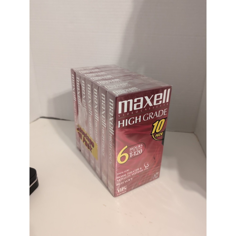 Lot of 7 Maxell High Grade T-120 Blank VHS Tape Cassette 6 Hours New Sealed READ